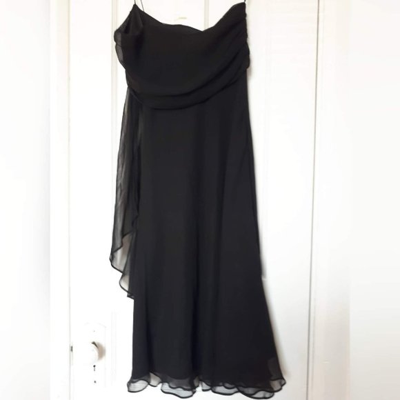 Laundry | Asymmetrical Black SILK Evening Dress - Picture 1 of 7